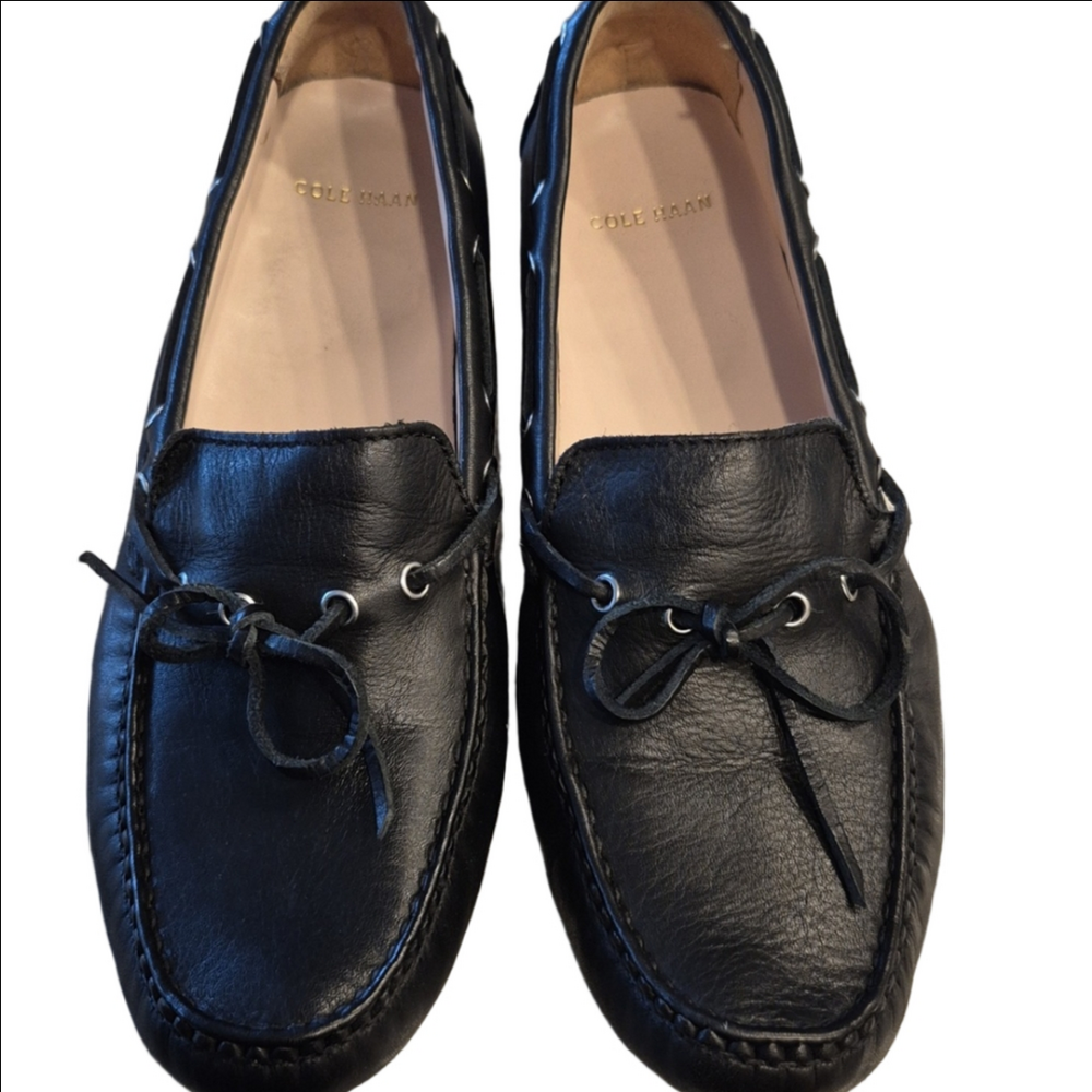 Cole Haan Women's Black Leather Driving Moccasin Loafers